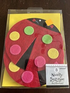 Amscan Embellished Ladybug Novelty Invitations 8ct W/ Envelopes NIP - Picture 1 of 3