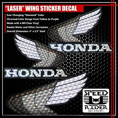 2 X "LASER/DIAMOND" HONDA WING BIKE FAIRING/FENDER/GAS TANK LOGO DECAL STICKER - Image 1 of 2