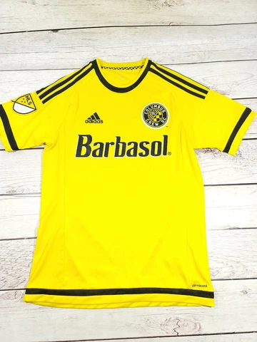 Columbus Crew SC Yellow Barbasol Adidas Soccer Jersey Men’s small MLS Cover
