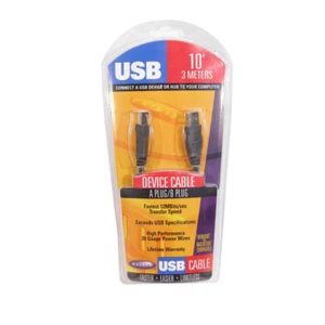Belkin USB2 Hi-Speed Gold Plated Contacts Cable A-Male B-Male 10 Feet / 3 Meters - Afbeelding 1 van 7