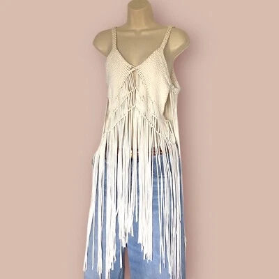 Top hippie Cochella con flecos largos tejido a ganchillo hecho a mano talla única  Foto 1 de 4