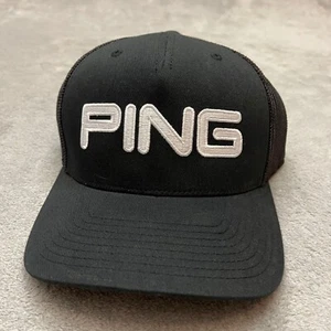 PING Hat Cap Black Logo Front Sides Golfing Outdoors Adjustable Mens - Picture 1 of 6