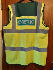 Yellow & Green First Aid Hi-viz Safety Vest - Picture 1 of 3