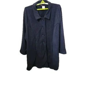 Roaman's Plus Size Blue Fleece Swing Coat, Size 26/28, 2X - Picture 1 of 2