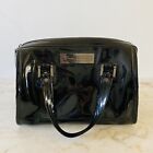 Tory Burch Solid Black Patent Leather Duffel Bowling Tote Bag