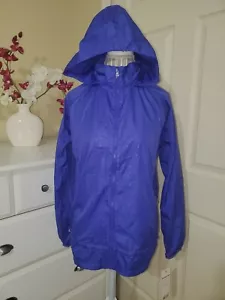 NWT Layer 8 Rain Running Windbreaker Hooded Jacket Qwick Dry Violet Jewel Sz.M - Picture 1 of 12