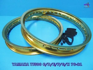 YAMAHA TT500 C/D/E/F/G/H 1976-1981 FRONT & REAR GOLD ALU WHEEL RIM SET  (ma6833) - Picture 1 of 5