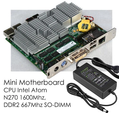 MOTHERBOARD KLEINER ALS ITX 11x13,4cm ATOM N270 CPU 2GB SPEICHER LAUTLOS 12V E2 - Bild 1 von 4