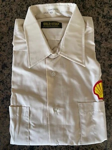 VINTAGE SHELL OIL NOS GOLD STAR WORK SHIRT SIZE 16.5 MADE IN CANADA - Picture 1 of 3