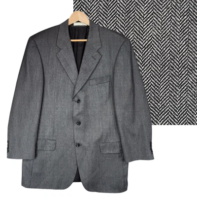 Vtg John W Nordstrom Cashmere Blazer 46R Men Herringbone Black Gray Italy Canada - Image 1 of 4