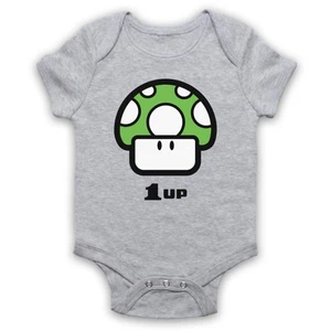 1up Super Mario Babygrow Mushroom TV Video Game Mini Baby Grow Gift - Picture 1 of 10