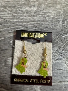 Vintage The Real Ghostbusters Slimer Dangle earrings Universal Studios Bin C - Picture 1 of 2