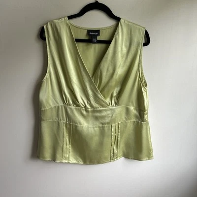 Camiseta sin mangas Avenue 100 % seda verde satinado relajada informal de negocios talla 14/16 nueva sin etiquetas Foto 1 de 4