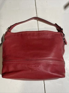 Coach Red Leather Hobo 2 Shoulder Bag H0851-F11991 - Picture 1 of 13
