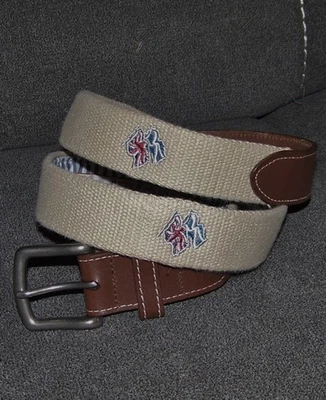 Cinturón PETER MILLAR Bordado Lona y Cuero FREDERICA GOLF CLUB Talla 36 Beige Foto 1 de 4