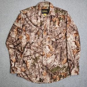 Cabelas Zonz Woodlands Camo Button Up Shirt Mens Medium Tall Hunting Outdoor NEW - Picture 1 of 11