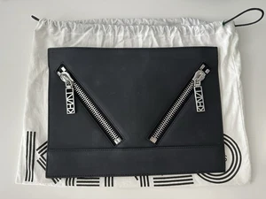 Kenzo Paris Kalifornia Zipper Detail Clutch In Matte Grey with Silver Hardware - Picture 1 of 2