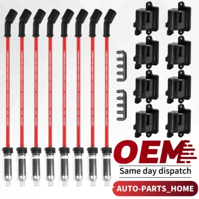 Paquete de 8 bobinas de encendido cuadradas con cable de bujía para Chevy GMC 5,3 L 6,0 L 8,1 L 4,8 L Foto 1 de 4