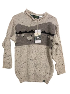 Neu mit Etikett Glencroft Damenpullover reine Schurwolle natürlicher Tweed Schaf Intarsien Rollkragen - Bild 1 von 10