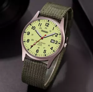 Fashion Mens Watches Luminous Hands Clock Luxury Military Calendar Quartz NN - Foto 1 di 3