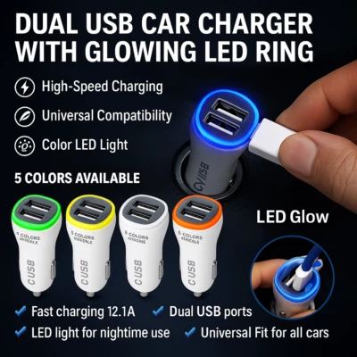 Adaptador USB para Auto con Luz LED Nocturna de Alta Velocidad iPhone Samsung - Image 1 of 4