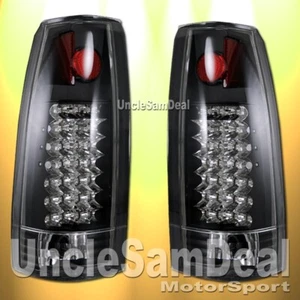 FOR C/K TAHOE SUBURBAN YUKON CLEAR LENS BLACK HOUSING RED LED TAIL LIGHTS PAIR - Picture 1 of 2