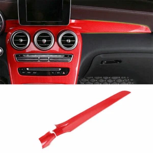 ABS Red Carbon Fiber Central Console Instrument Strip For Benz C-Class 2015-2021 - Foto 1 di 8