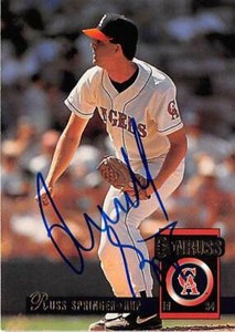 Russ Springer autographed baseball card (California Angels) 1994 Donruss #325