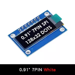 Schermo display LCD OLED OLED 7 PIN SPI 0,91" pollici bianco 128x32 SSD1306 per Arduino R3 - Foto 1 di 6
