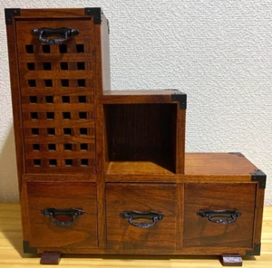 Japanese Wooden Step Tansu Staircase Small Chest of Drawers 31×H32×10cm USED F/S - Picture 1 of 3