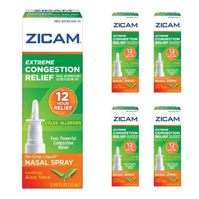 Paquete de 5 spray nasal líquido para aliviar la congestión extrema Zicam de 0,50 oz cada uno Foto 1 de 4