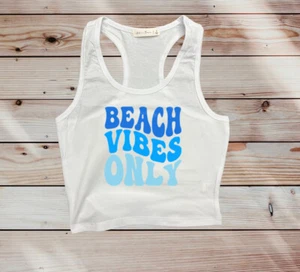 beach vibes only crop tank top - Picture 1 of 1