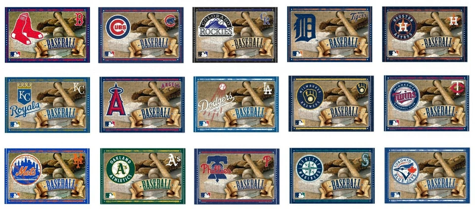 MLB Assorted Teams Wincraft 11" x 17" Team Bat Ball & Glove 150 Piece Puzzle NEW - Image 1 of 1