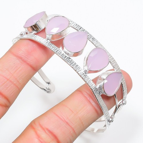 VALENTINO Bracciale Gioielli Argento Sterling 925 Pietra Preziosa Quarzo Rosa Regolabile