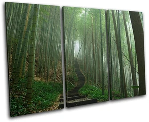 Japanese Forest Landscapes TREBLE CANVAS WALL ART Picture Print VA - Picture 1 of 1