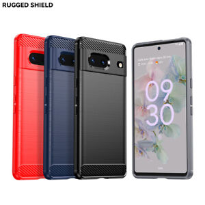 Carbon Fibre TPU Silicone Gel Phone Case Cover Google Pixel 7 6 5 4 3 2 a 5G XL