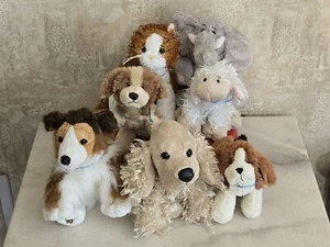 Ganz Webkinz Plush Animals Lot Of 7 - NO CODES Preowned Dogs Cat Sheep Elephant - Picture 1 of 16