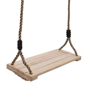 Wooden Swing Outdoor Flat Bench Seat with Adjustable Nylon Hanging Rope for Kids - Picture 1 of 4