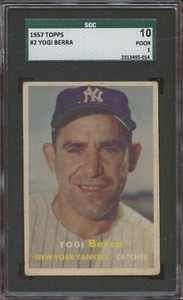 1957 Topps #2 Yogi Berra New York Yankees  SGC 10 Poor 1 Hall-of-Fame