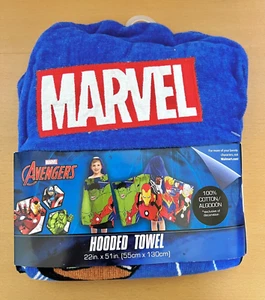 Marvel Avengers Superheroes Kids Hooded Cotton Blue Towel Wrap 22"x51" - Picture 1 of 2