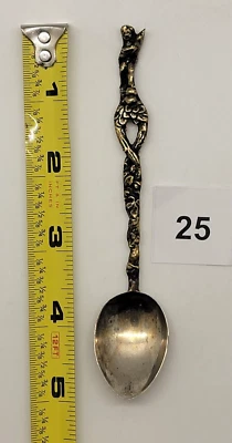 Italian Silver Collectible Dessert Spoon, Florence/Winged Boy w/Snake - 5" - #25 - Image 1 of 4