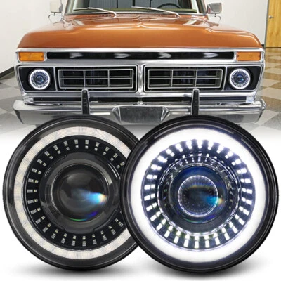 Par de faros LED de 7"" Halo ojos estrellados para camioneta Ford F-100 F-250 F-350 53-77 Foto 1 de 4