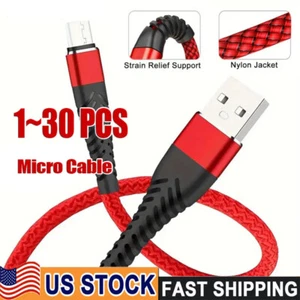 Heavy Duty Micro USB Fast Charger Data Cable Cord For Samsung LOT Android HTC LG - Picture 1 of 11