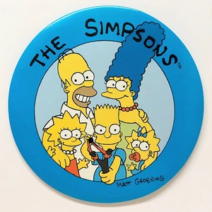 Vintage THE SIMPSONS Giant 6" Pinback Button (Button Up, 1989) Homer, Bart - Picture 1 of 3