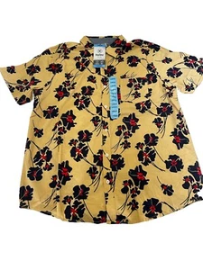 Hurley Men's Hawaiian Shirt SS Woven Patio Shirt L Flowers New Blue Maple BxD - Picture 1 of 5