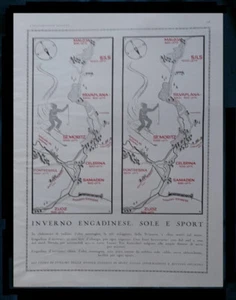 Pubblicità 1929 SVIZZERA SAINT MORITZ INVERNO ENGADINESE SOLE SPORT cornice43x33 - Imagen 1 de 2