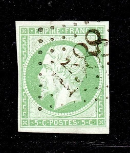 💎 TIMBRE NAPOLEON No12 OBLIT RARE GC1588- 5C EMPIRE SIGNE COTE min 150 E 💎 - Picture 1 of 2
