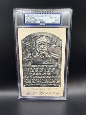 Cy Young Artvue Type 1 Hall Of Fame HOF Plaque Post Card Signed Authentic Auto - Image 1 of 2