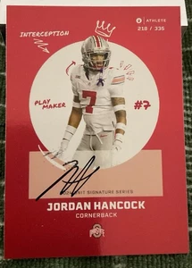 2024 ONIT RED FOIL AUTO JORDAN HANCOCK ON-CARD PLAY MAKER OHIO STATE 335 - Picture 1 of 2