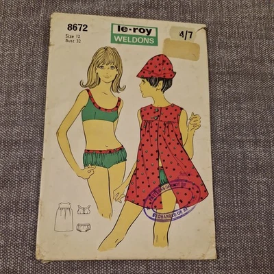 Vintage Beachwear Sewing Pattern LeRoy Weldons 8672 Bust32 Bikini Sewing Pattern - Image 1 of 4